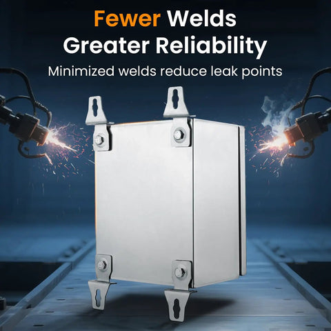 Heavy Duty 304 Stainless Steel Electrical Junction Box IP65 Waterproof Lockable Metal Enclosure For Indoor And Outdoor 14 By 10 By 6 Inch with minimal welds.