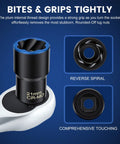 Close-up of 21mm socket from 5 Piece Lug Nut Extractor Set With Half Inch Drive For Stripped Nuts And Bolts Includes 17Mm 19Mm 21Mm 22Mm Sockets And Center Punch Bar Impact Twist Socket Kit For Wheel Lock Removal No Nonsense Tool Kit
