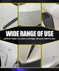 Close-up of scratches on BMW panels, repairable with BMW Alpine White 300 Touch Up Paint Kit For BMW Cars No Fuss Two In One Scratch Repair With Pen Tip And Brush Color Matched For Quick And Easy Fix That Delivers A Seamless Finish On All BMW Models.