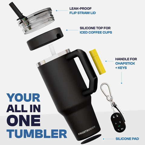 Heavy Duty 50oz Tumbler With Double Wall Insulation Keeps Drinks Ice Cold Or Piping Hot All Day Long Cinnamon Stainless Steel Build with flip straw lid and silicone top.