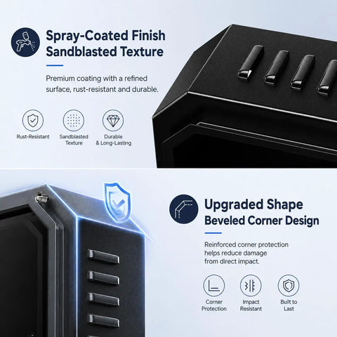 Built Like A Tank Ev Charger Enclosure For Outdoor Wall Mount Boxes with spray-coated finish and beveled corner design.