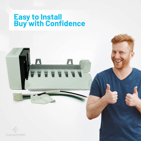 Replacement Icemaker For Whirlpool Refrigerator W10122502 626663 1016069 2198678 Compatible With Maytag shown with smiling man