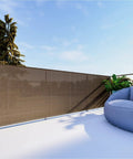 Straight Up Heavy Duty Balcony Privacy Fence Screen Mesh Windscreen Block Sunlight And Breeze For Deck Patio Porch Backyard Outdoor Shade Cover Brown With Grommets on balcony railing.