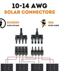T Branch Solar Connector Plug And Play 1 To 4 For Solar Panels M To F And F To M Parallel String Splitter Joiner Connect