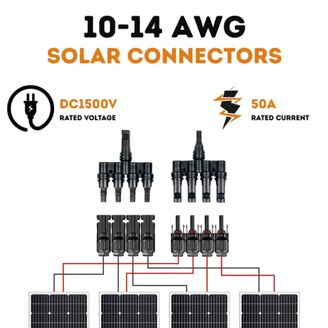 T Branch Solar Connector Plug And Play 1 To 4 For Solar Panels M To F And F To M Parallel String Splitter Joiner Connect