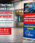 Custom Retractable Banner with Aluminum Stand, Personalized Pop Up Banner Display, Full Color Design, 33x81 inches setup