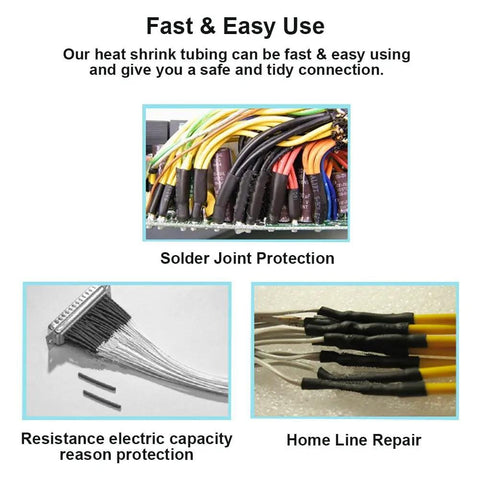 Usage examples of 130 Pcs Dual Wall Adhesive Heat Shrink Tubing Kit With 6 Sizes for solder joint protection and home repair.
