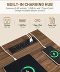 Legit Top Tier Electric L Shaped Standing Desk With One Touch Height Adjustable Sit Stand Workstation And Built In Storage Drawer Dual Motor Office Table For Home Sweet Setup showing built-in charging hub with multiple ports.