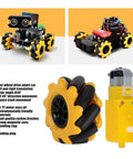 48mm Mecanum Wheel Set With TT Motors For Smooth Omnidirectional Robot Movement, Rubber Coated Wheels, 3V to 12V Compatibility