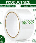 24 Pack Of Clear Packing Tape With 4 Dispensers Heavy Duty Moving And Shipping Tape Refills 2 Inch Wide By 60 Yards Each