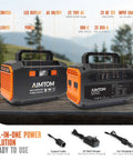 Portable Power Station 173Wh With 200W Peak 250W Surge USB C And USB A Ports Dual 12V DC Outputs LED Flashlight