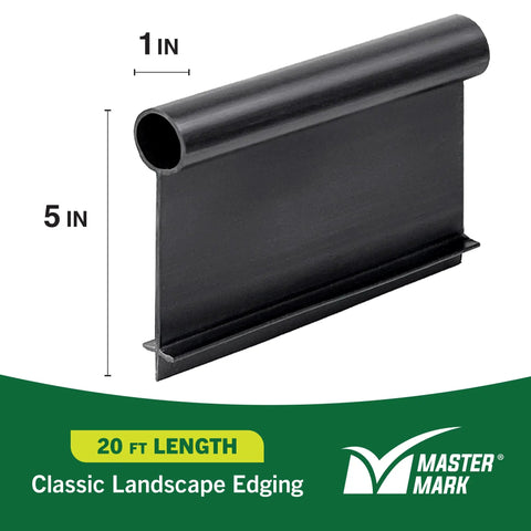 Pro Grade Landscape Edging Kit 5 Inch By 20 Foot Heavy Duty Garden Border With YardPack 10 Spikes And 2 Connectors Flexible