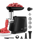 Behome Electric Meat Grinder With 2800W Max Motor, powerful sausage stuffer, and boneless meat preparation on kitchen counter.