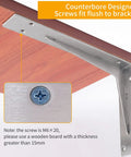 Heavy Duty Shelf Brackets 12x8x2 Inches, One Fifth Inch Thick Solid Stainless Steel L Brackets supporting wooden shelf
