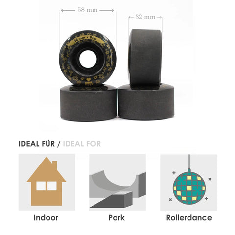 Outdoor Roller Skate Wheels 32x58mm 90A Black 4 Pack For Park Ramps Street Bowls And Outdoor Quad Skating Durable Urethane
