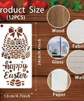 Spring Season Reusable Art Stencils For Painting 12 Piece Collection featuring Happy Easter basket design on 9.4x4.7in plastic.