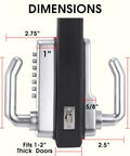 Keyless Entry 14 Digit Keypad Mechanical Door Lock Lever Set, Satin Chrome Finish, side view with dimensions labeled