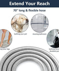 All Metal 10 Inch Rainfall Shower Head Kit With 12 Inch Adjustable Arm Handheld High Pressure Wand And 70 Inch Stainless Steel Hose No Plastic showing flexible hose uses.