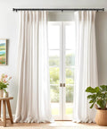 Two Pack Adjustable Curtain Rods 32 To 60 Inches, 1 Inch Black Heavy Duty Drapery Rod Set For Indoor Or Outdoor Use installed over white curtains