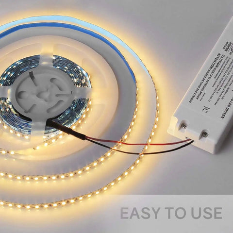 Coiled LED strip powered by Dimmable LED Driver Transformer 25W Power Supply 120V AC To 12V DC For LED Strip Lights