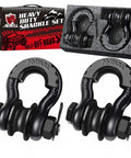 Upgraded Snatch Block Three Quarters Inch D Ring Shackle 2 Pack With Towing Pulley, 22,000 Lb Break Strength, in packaging view