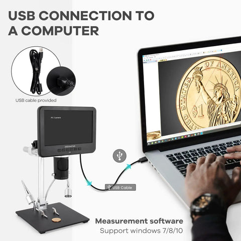 3 Lens UHD Digital Microscope With 2160P HDMI Output And 2000X Magnification For Adults Dope For Soldering Repairs, Coins, Plants, And Biological Slides Crisp Live View For Pro Like Inspection, USB connected to computer