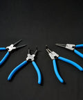 Four Pack CR-V Snap Ring Pliers Set Seven Inch Heavy Duty Internal And External Circlip Pliers with Straight and Bent Jaw