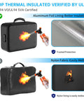 Go To Fireproof Document Bag With Lock 5200F Heat Resistant Safe Storage shown with fire resistance test.