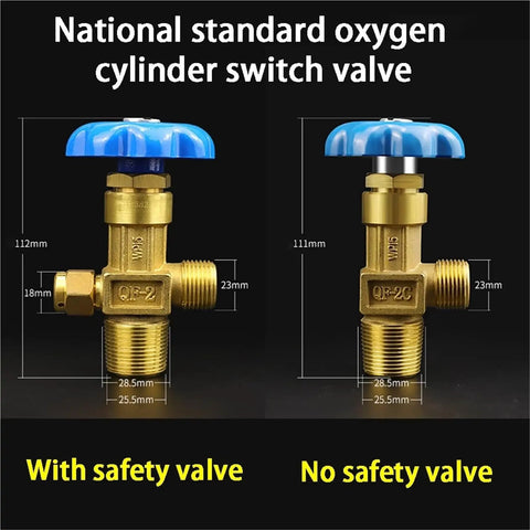 Pure Copper Argon Cylinder Valve Switch For Gas Welding Gear With QF-2 Oxygen Safety Fine Tooth Coarse Tooth Settings National Standard Full Compliance Bottle Cap Included, 112mm