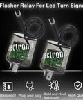 Front view of 12V LED Flasher Relay Pack Of 2 2 Pin Heavy Duty Turn Signal Relay With Ground Wire For Cars And Motorcycles Waterproof Construction
