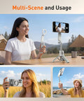 People using Phone Camera Grip With Selfie Stick Tripod Magnetic Mount And Detachable Wireless Shutter Button for photos outdoors.