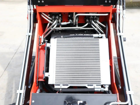 Engine compartment of Compact Mini Skid Steer Loader With Wide Bucket Workhorse For Gardens Farms Parks Roads And Small Jobs