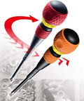 Ball Grip Magnetic Ratchet Screwdriver With Ergonomic Handle, 3.9 Inch Shaft, Fatigue-Reducing Design, shown with interchangeable blades