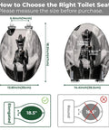 Elongated Resin Toilet Seat For Bathroom size guide with measurement details for correct fitting.