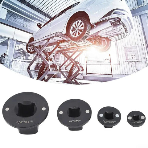 4 Piece Low Profile Socket Adapter Set For Impact Reducers 1/4 To 3/4 Inch Drive Heat Treated Steel Magnetic Non-Slip Kit For Quick Auto Repair And Tight Spaces, 4 sizes shown