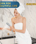 Person using Six Mode High Pressure Handheld Shower Head Set With 60 Inch Stainless Steel Hose and Five Inch Large Shower Head