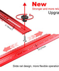 Professional Stair Tread Template Tool With Solid Aluminum Measuring Jig showing red slide rail design for precise measurements.
