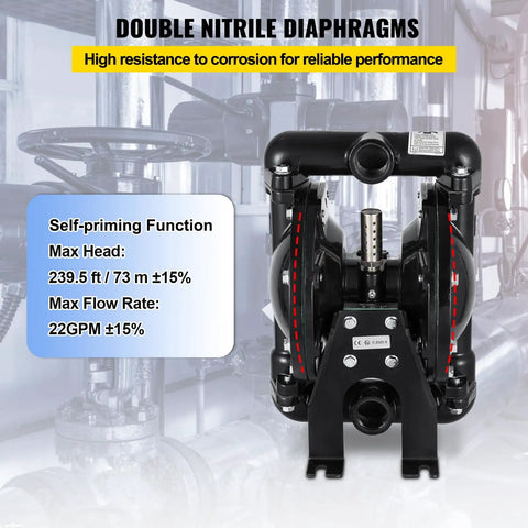 Heavy Duty Air Operated Double Diaphragm Pump With One Inch Inlet And Outlet Aluminum Body And Durable Nitrile Diaphragms Built Like A Tank Delivering Up To Thirty Five Gallons Per Minute At One Twenty Psi For No Sweat Operation On Site