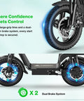 All Terrain Electric Scooter With Seat For Adults 1600W Peak Power 42 Mile Range 20 MPH Top Speed 14 Inch Off Road Tires