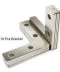 Ten Sets Of 2020 Stainless Steel T Slot Corner Brackets L Shape Joint Plates For 20x20 20mm V Slot Aluminum Profile