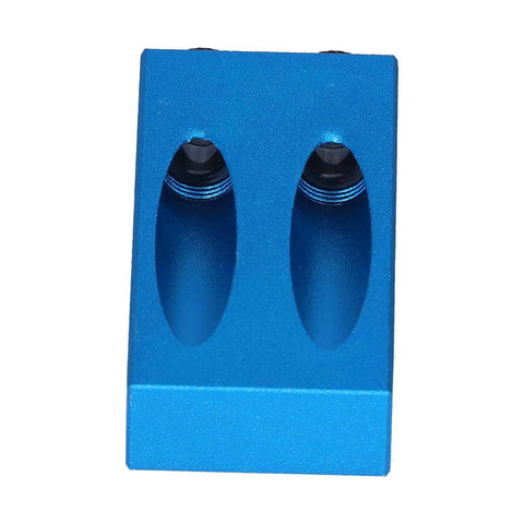 Straight Up Game Changer 15 Degree Oblique Hole Drilling Jig Kit drill guide locator, blue aluminum body, angled drilling tool.
