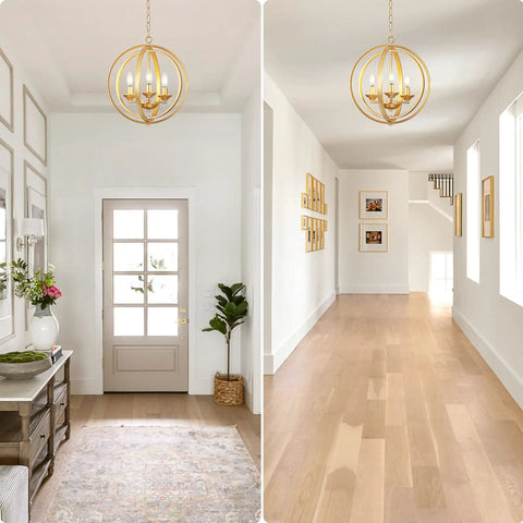 Gold Orb Pendant Light Chandelier Modern Three Light Globe Hanging Fixture For Dining Room Kitchen Bedroom Bathroom And Entryway in hallway