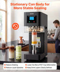 Commercial Auto Can Sealer Machine With One Touch Operation Works Like A Charm To Secure Aluminum Cans Airtight Lock In Crisp Taste And Keep Drinks Ice Cold Solid Heavy Duty Workhorse Unit on a countertop sealing drinks.