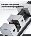 Close-up of 1 1.3 Or 1.5 Inch Mini Parallel Jaw Vise With V Type Cross Bench Design showcasing deep groove for enhanced clamping stability.