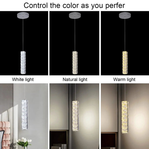 Crystal Ceiling Light With Remote 3 Color Dimmable Modern Flush Mount LED Fixture in white, natural, and warm light settings