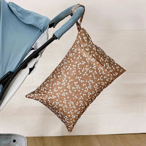 Two Pocket Wet Dry Bag Set With Handle Waterproof Reusable Storage hanging on stroller
