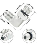 Five Pack 3/8 Inch Hydraulic Hose Fittings 90 Degree Elbow JIC to SAE ORB Male 3/8 JIC 37 Degree Cone Seat With O Ring For No Hassle Tight Routing ANCIMOON showing dimensions