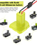 2 Pack Power Wheels Adapter Kit for Ryobi 18V Battery With 30A Fuses, diagram showing battery compatibility