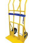 Heavy Duty Extra Wide Hand Truck With Pneumatic Wheels 600 Lb Capacity Ergonomic Extended Handle Large Platform Yellow