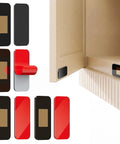 No Drill Magnetic Cabinet Door Catch with Adhesive 4 Pack Black Stainless Steel Drawer Magnets 15 lb Hold Easy Install Kitchen